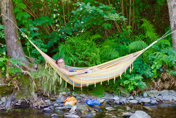 Relaxing in a hammock at the river